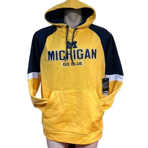 Michigan Wolverines Men’s Large Performance Hoodie Sweatshirt Colosseum New - Picture 1 of 8